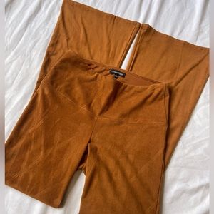 Light Carmel suede flare leggings